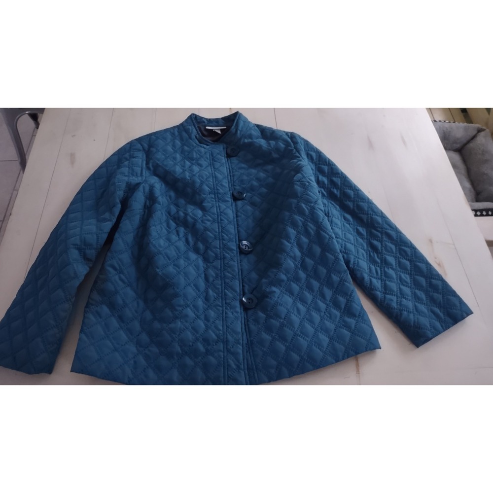 Dress Barn Quilted Lightweight Barn Jacket Navy Blue Diamond Casual Size 14/16